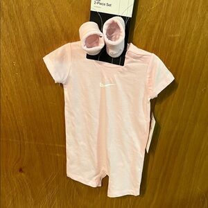 Nike Light Pink Baby Romper and Booties Set